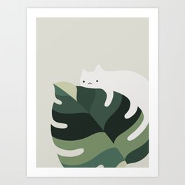 Cat and Plant 12A Art Print