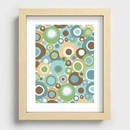 Mid Century Modern Circles // V2 // Brown, Green, Gold, Ocean Blue, Sky Blue, Turquoise, Ivory Recessed Framed Print