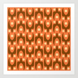 Mid Century Modern Abstract Pattern 546 Orange Brown and Yellow Art Print