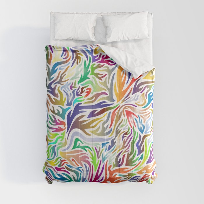 Abstract multi colour flames. Comforter
