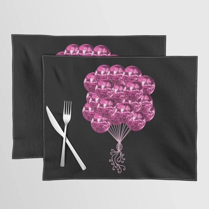 Pretty Pink Music Disco Ball Balloons Placemat