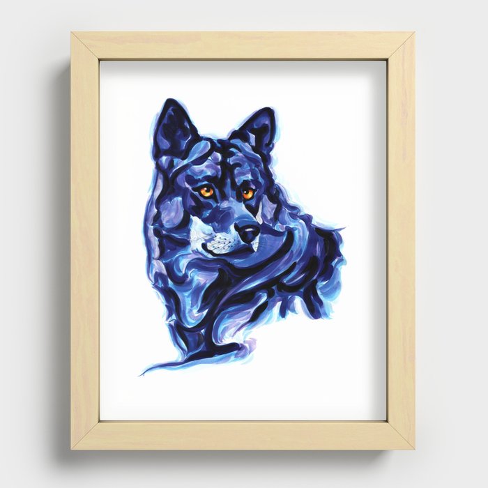 Blue Wolf Recessed Framed Print