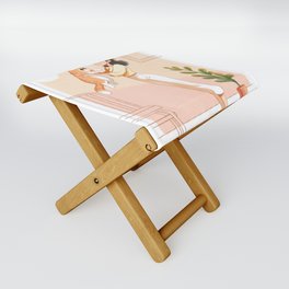 The cat and the girl Folding Stool