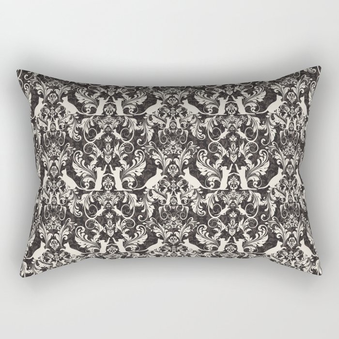 Victorian cat damask Rectangular Pillow