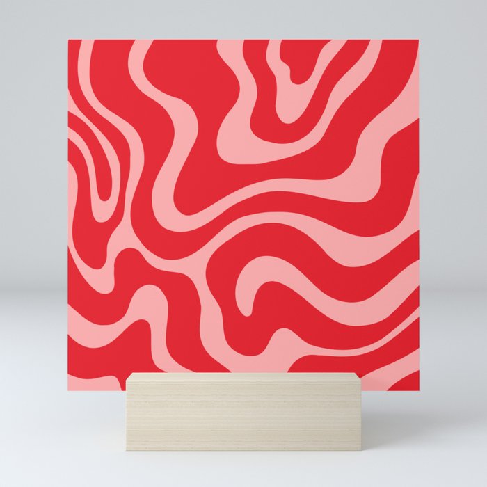 Warped Swirl Marble Pattern (red/pink) Mini Art Print