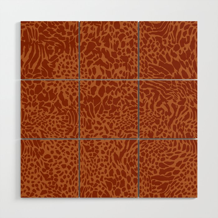 Leopard Print Pattern in Terracotta Wood Wall Art