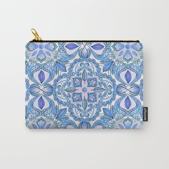 Cornflower Blue, Lilac & White Floral Pattern Carry-All Pouch