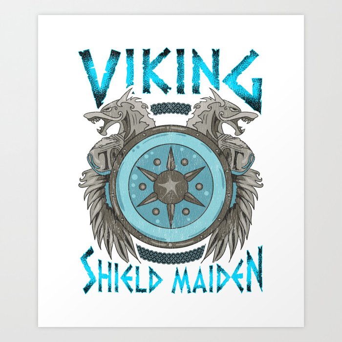 Viking Shieldmaiden Futhark Runes Norse Female Warrior - Shield