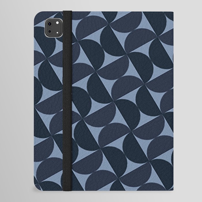 Mid Century Navy Blue Geometric Pattern Retro Semi Circle Abstract Pattern iPad Folio Case