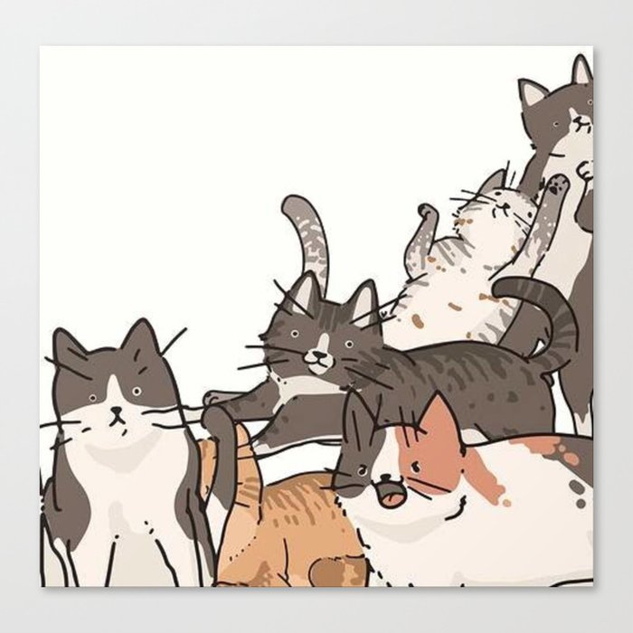 Cats Doodle Canvas Print
