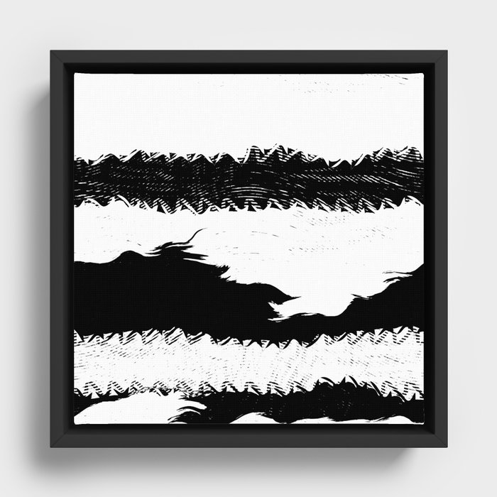 Abstract black and white stripes Framed Canvas