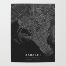 Karachi, Pakistan - Dark Map Poster