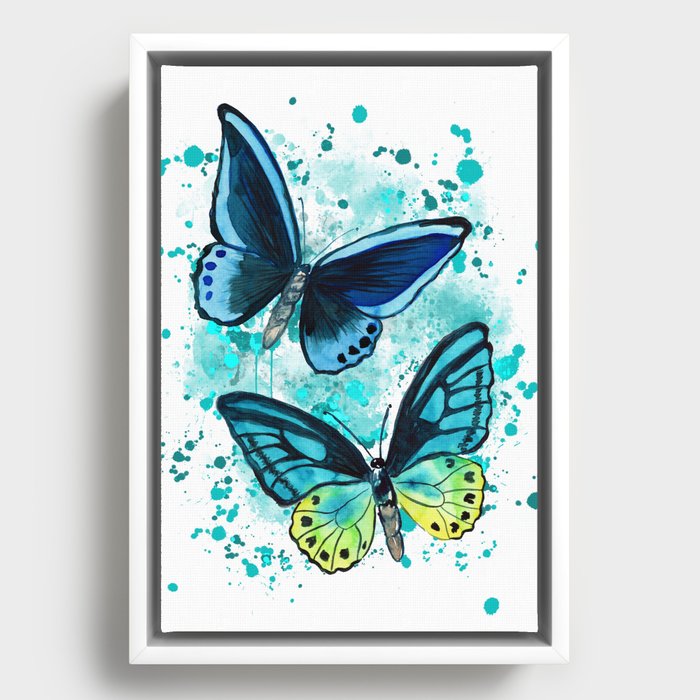 Magical Blue Butterflies  Framed Canvas