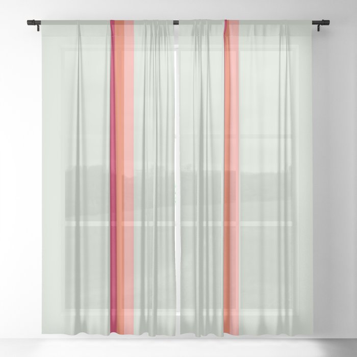 Arimaspi - Classic Colorful Abstract Minimal Retro 70s Style Stripes Design Sheer Curtain