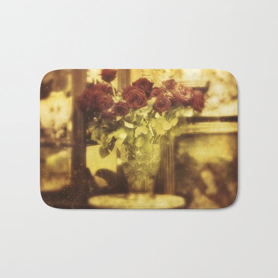 Red roses on the street Bath Mat