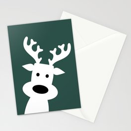 Reindeer on green background Stationery Card