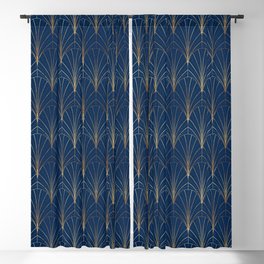 Art Deco Waterfalls // Navy Blue Blackout Curtain