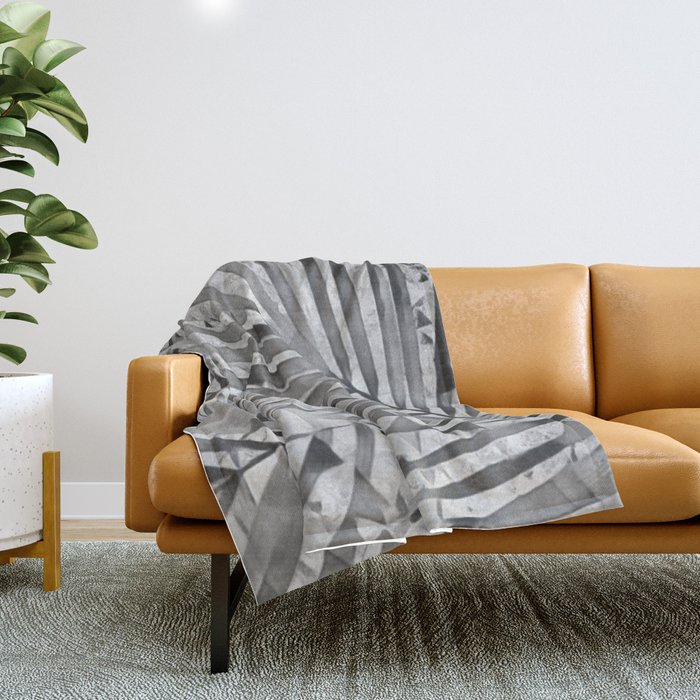 Abstract Black Gray Palms Throw Blanket