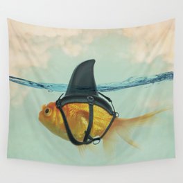 Brilliant DISGUISE - Goldfish with a Shark Fin Wall Tapestry