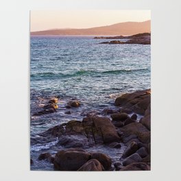 Rocky Shore at Sunset Poster