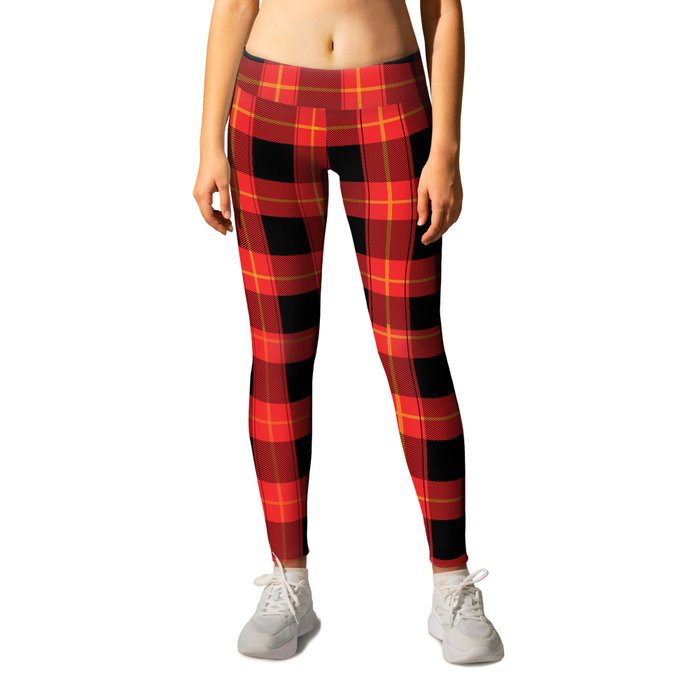 Red Buffalo Plaid Flannel Pattern Leggings by themeticulouswhim