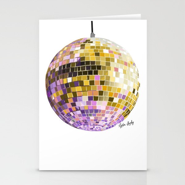 Disco ball yellow- white/transparent background Stationery Cards