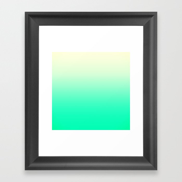 Trendy Teal to Vintage White Ombre Gradient Framed Art Print