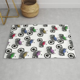 Multicolored Motorbikes pattern Rug