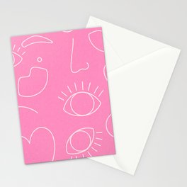 Abstract Woman face Pink Cute Stationery Card