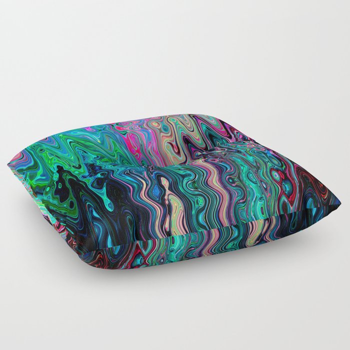 Colorful Psychedelic Distorted Paint Floor Pillow