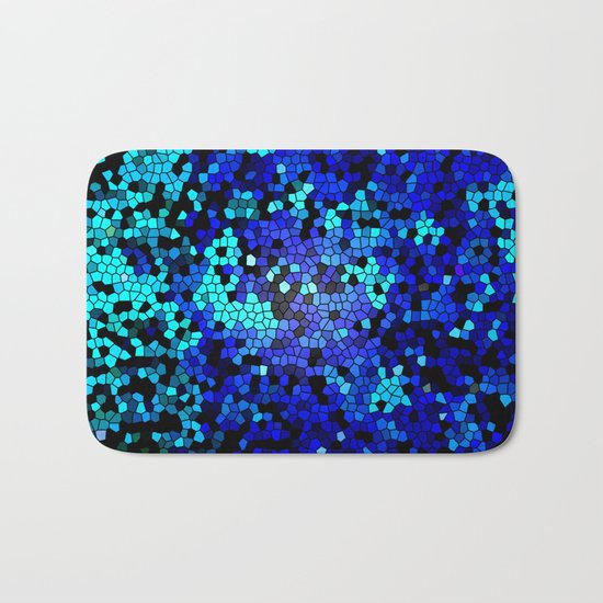 STAINED GLASS BLUES Bath Mat