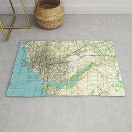 Vintage Map of Pensacola Florida (1944) Area & Throw Rug