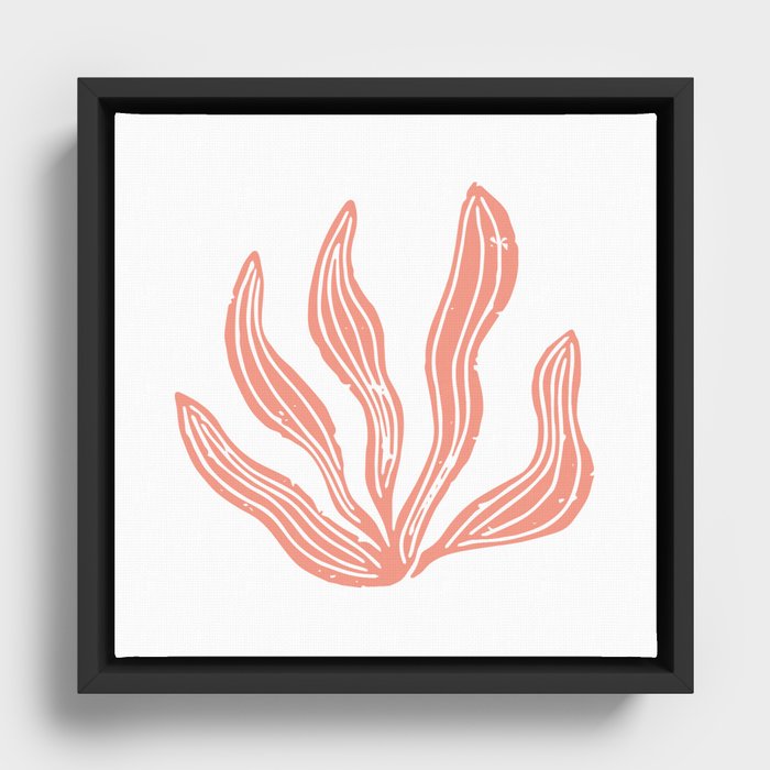 Sea Grass . Coral Framed Canvas