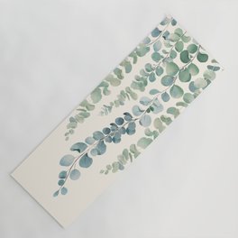 Watercolor Eucalyptus Leaves Yoga Mat