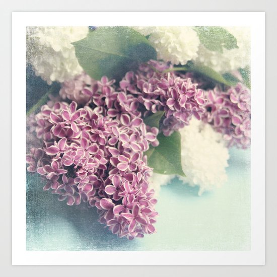 lilacs on blue Art Print