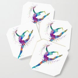 Girl Gymnastics Sports Watercolor Coaster