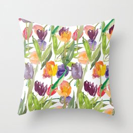 Tulip Flowers Throw Pillow