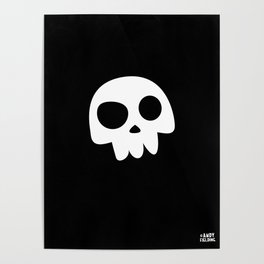Skull Head logo with Three Teeth | Bones, white, pirates, symbolism, mortality, death, Halloween Poster