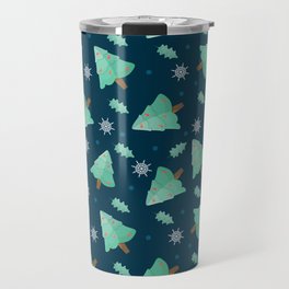 Christmas Pattern Turquoise Tree Travel Mug