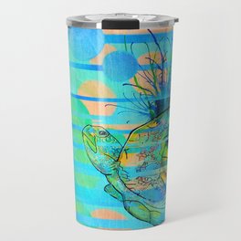 Coral Reef, Blue Sea and a Green Turtle in Ningaloo Travel Mug