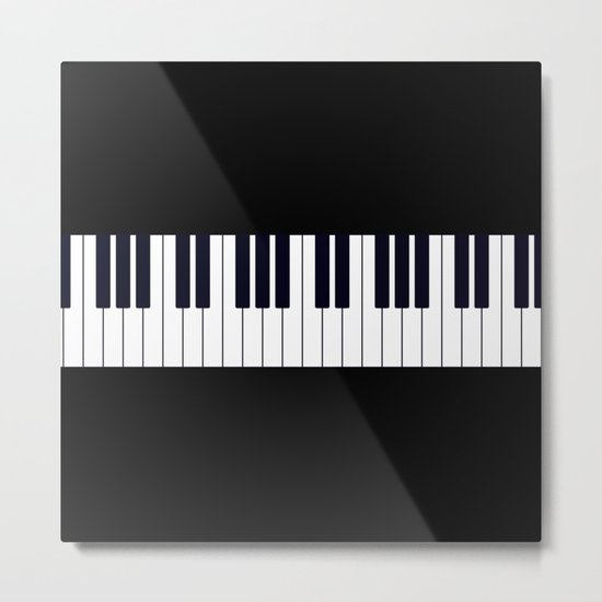 Piano Keys - Black and white simple piano keys pattern minimalistic music themed artwork Metal Print