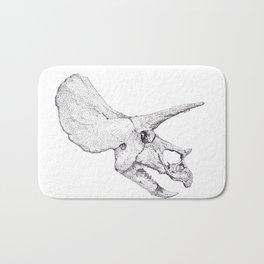 Skull of a Dinosaur Bath Mat | Biology, Paleontology, Pointillism, Dinosaur, Anatomy, Black and White, 3D, Digital, Scientificillustration, Jurassicpark 