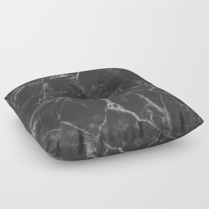 Washed Black and White Cracked Marble Stone Floor Pillow