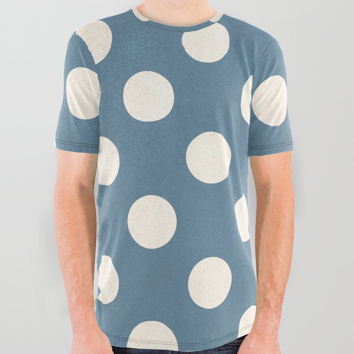 Blue & Ivory Spotted Print All Over Graphic Tee