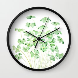 green clover leaf  watercolor arts 2021 Wall Clock