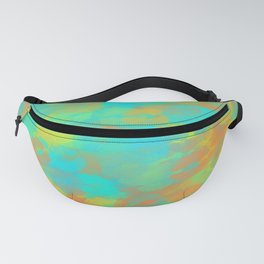 orange yellow and blue kisses lipstick abstract background Fanny Pack