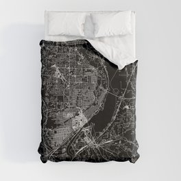 Peoria Black Map Duvet Cover