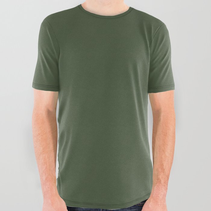 DARK SPINACH GREEN SOLID COLOR All Over Graphic Tee