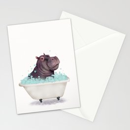 Hippo in the Bathtub  Stationery Card