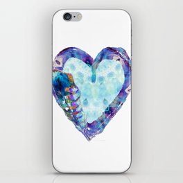 Blue Heart Art Feather Love by Sharon Cummings iPhone Skin